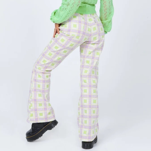 NEW Free People Ragged Priest Trail Jeans Plaid Utility Cargo Wide Straight Leg - Picture 4 of 16